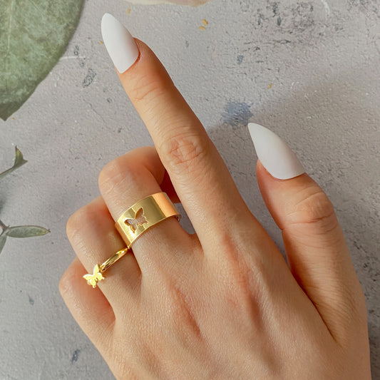 Butterfly Ring Set – Elegant & Edgy Punk Style