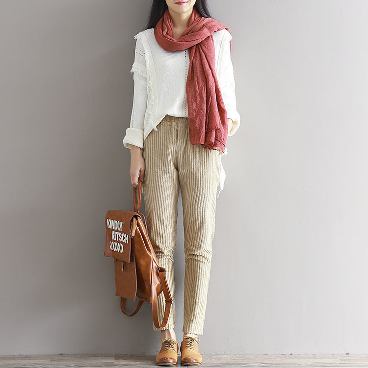 Large Size Women's Loose Corduroy Pants for Autumn & Winter