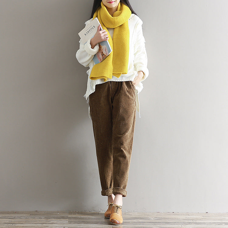 Large Size Women's Loose Corduroy Pants for Autumn & Winter