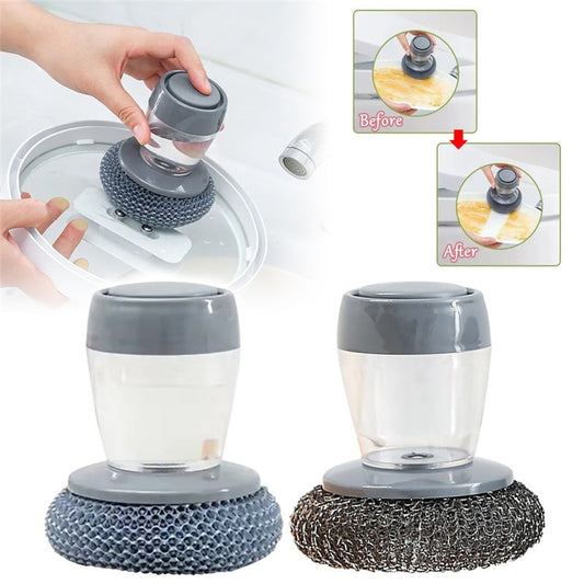 Soap Dispensing Palm Brush – Effortless Kitchen Cleaning!