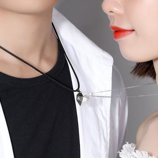 Minimalist Magnetic Heart Pendant Necklace Set