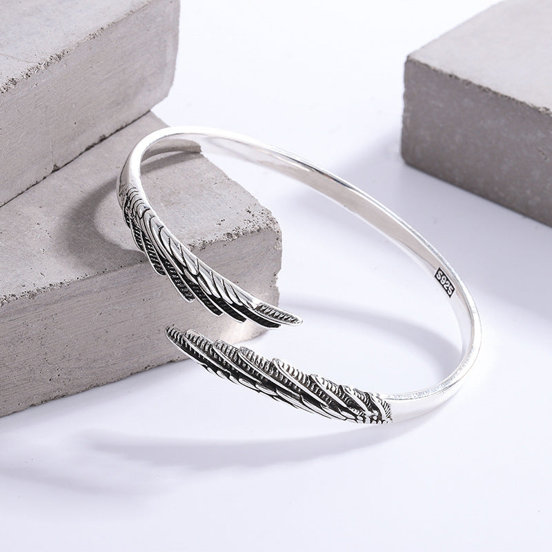 Love Couple Silver Ring with Angel Wings