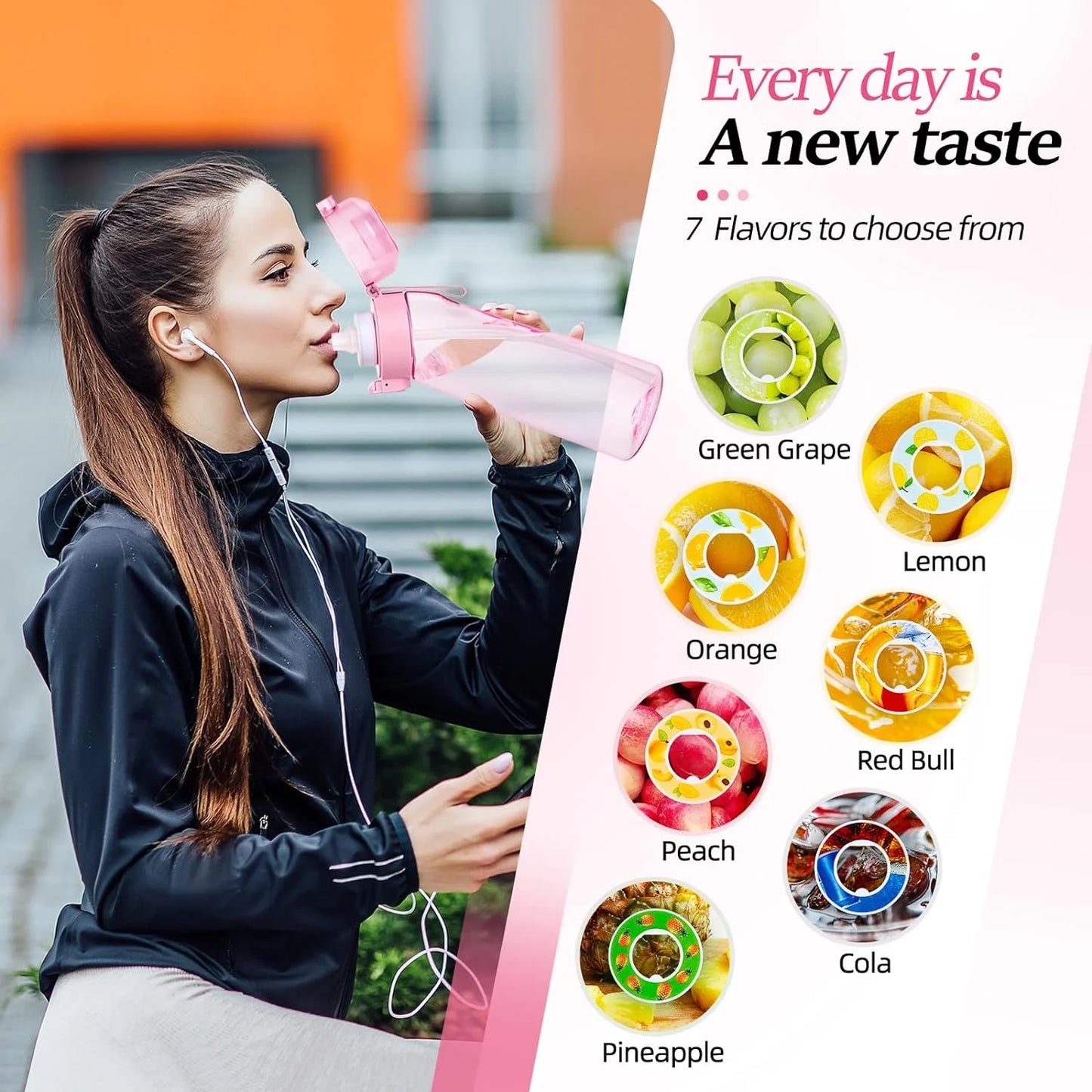Sport Water Bottles With 7 Different Flavored Pods