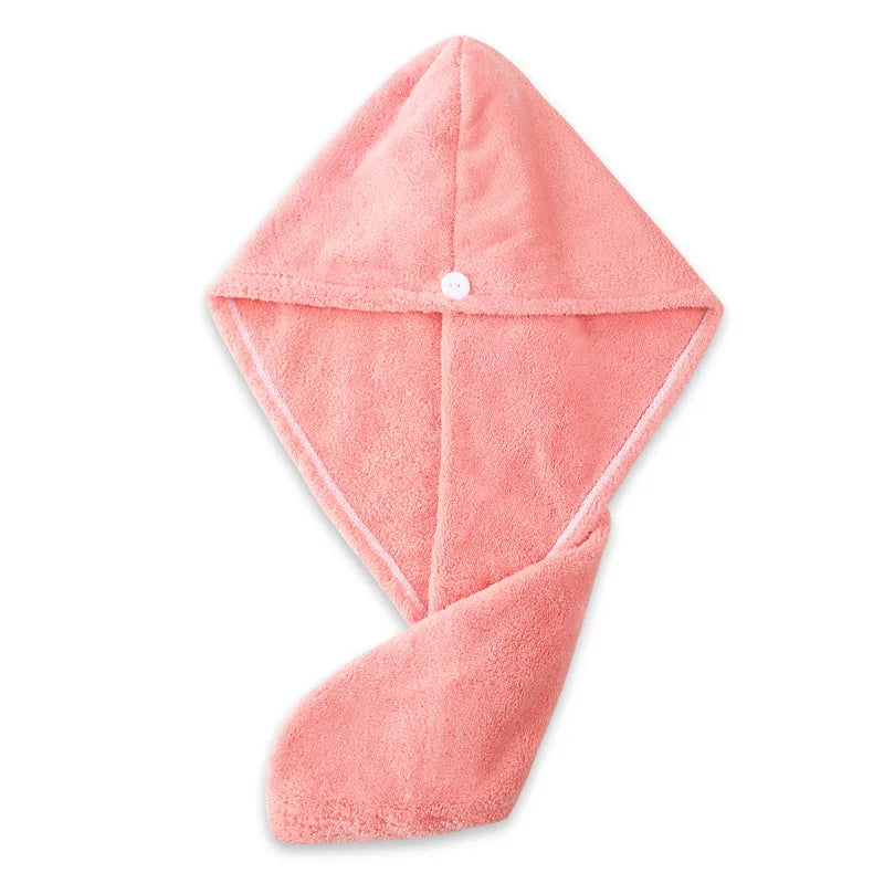 Microfiber Hair Towel Wrap with Button – Super Absorbent, Fast-Drying Hair Care Cap for Women