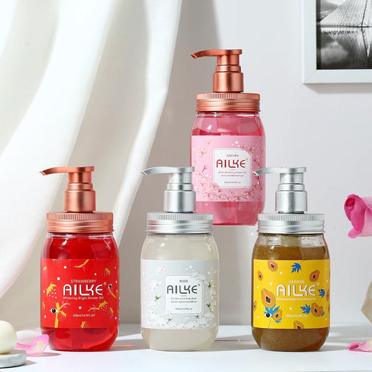AILKE Whitening Shower Gel – Brightening & Exfoliating Body Wash for Oil Control, Suitable for Both Women and Men