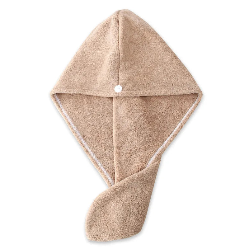 Microfiber Hair Towel Wrap with Button – Super Absorbent, Fast-Drying Hair Care Cap for Women