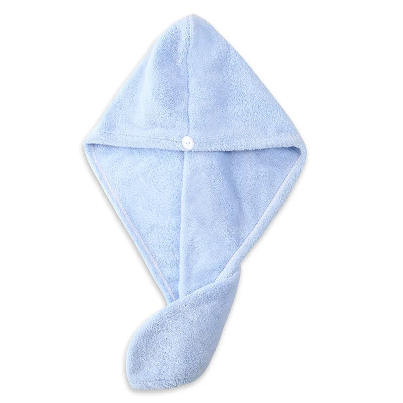 Microfiber Hair Towel Wrap with Button – Super Absorbent, Fast-Drying Hair Care Cap for Women
