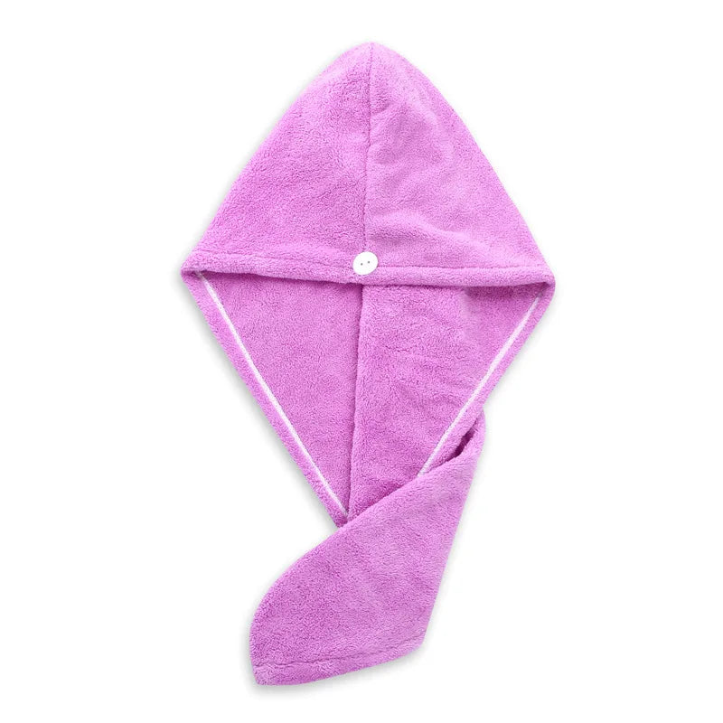 Microfiber Hair Towel Wrap with Button – Super Absorbent, Fast-Drying Hair Care Cap for Women