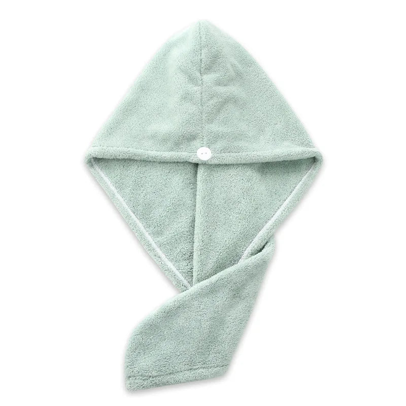 Microfiber Hair Towel Wrap with Button – Super Absorbent, Fast-Drying Hair Care Cap for Women