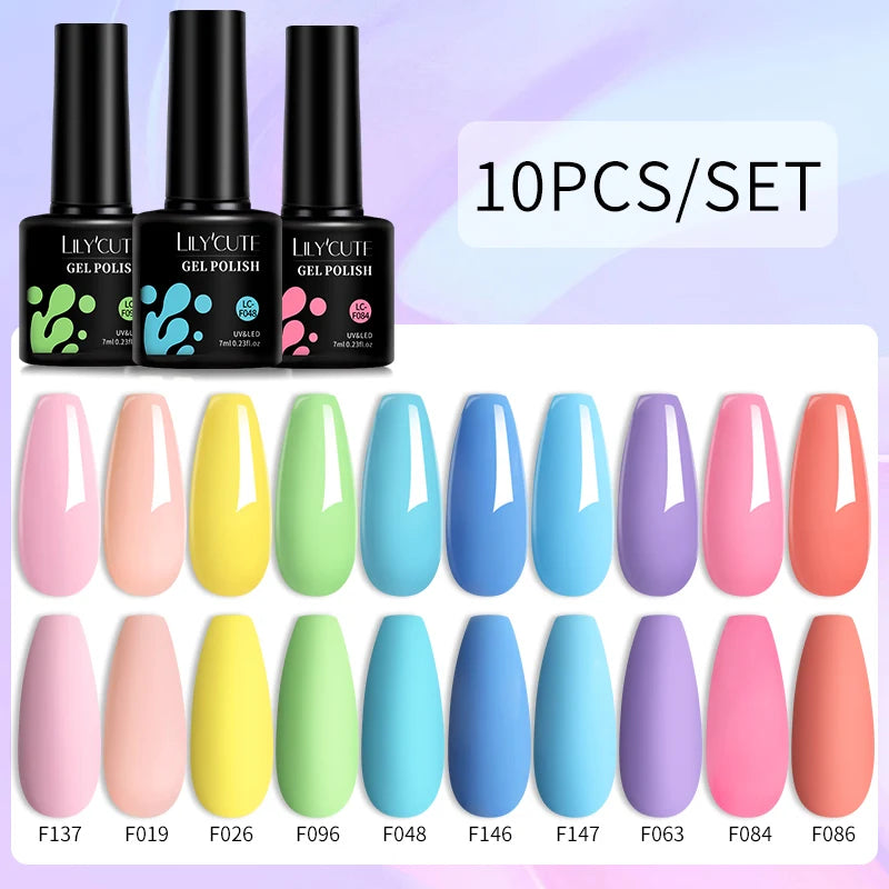 LILYCUTE 10PCS Gel Nail Polish Set, Brown Earth & Coffee Color Series, Semi-Permanent UV LED Soak Off Nail Gel