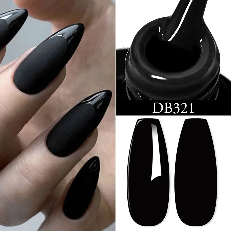 6Pcs Gray Gel Nail Polish Set - Moonlight Colors with Glitter, Semi-Permanent Varnish, Soak-Off UV Gel Manicure Base & Top Coat