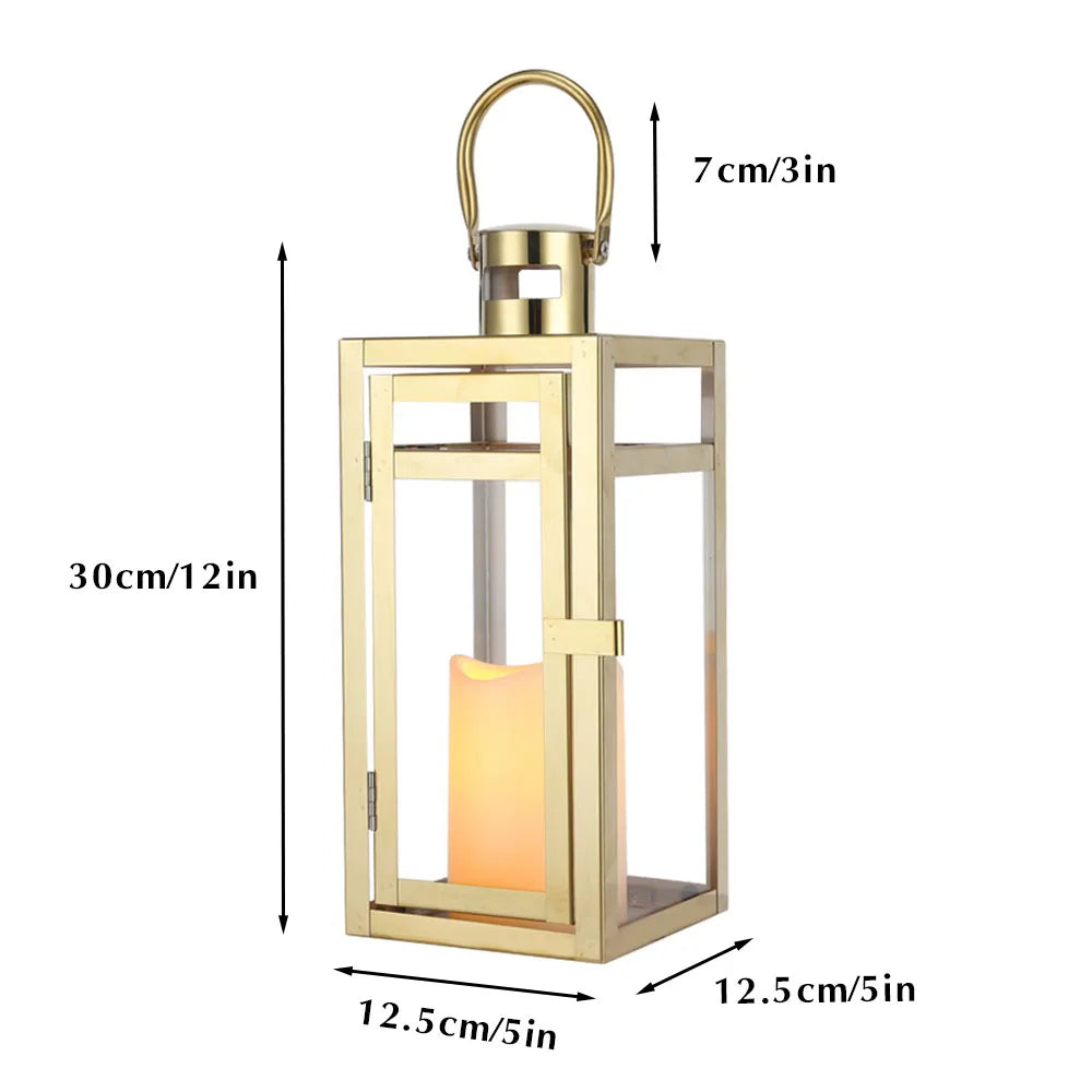 Stainless Steel Rose Gold Candle Holder Lantern