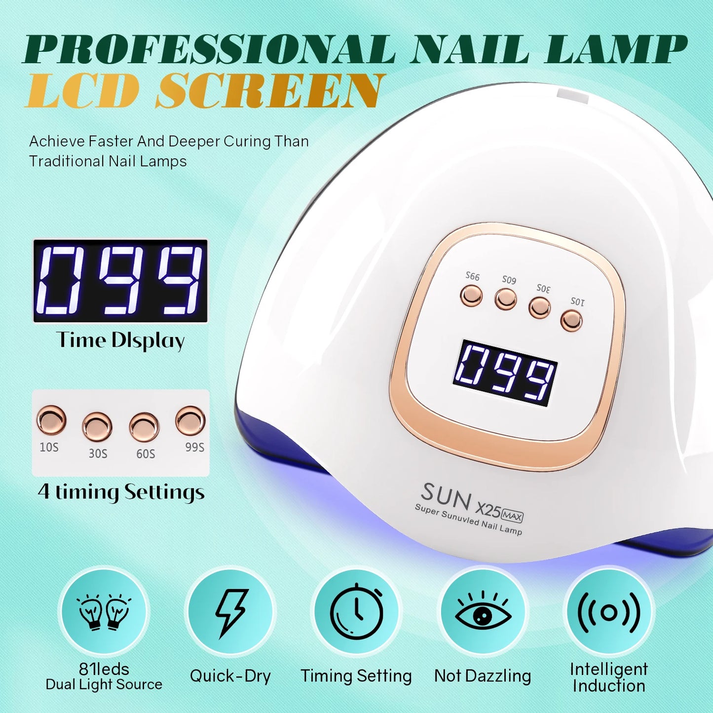 380W UV LED Nail Lamp - Professional Gel Polish Curing for Salon & Home