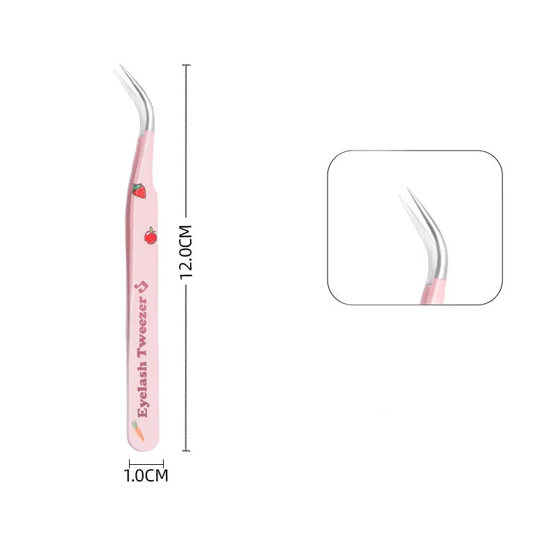 6-Piece Stainless Steel False Eyelash Tweezers Set – Anti-Static, Curved & Straight Tools for 3D Lash Extensions