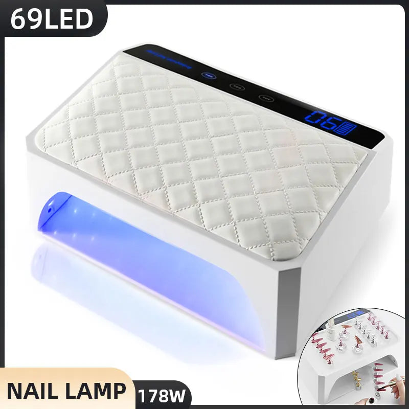178W UV LED Nail Lamp - Professional Gel Polish Drying Lamp with Detachable Hand Pillow