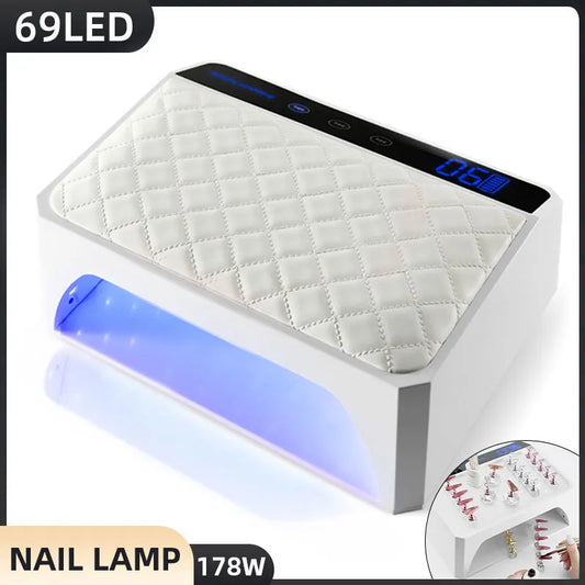 178W UV LED Nail Lamp - Professional Gel Polish Drying Lamp with Detachable Hand Pillow