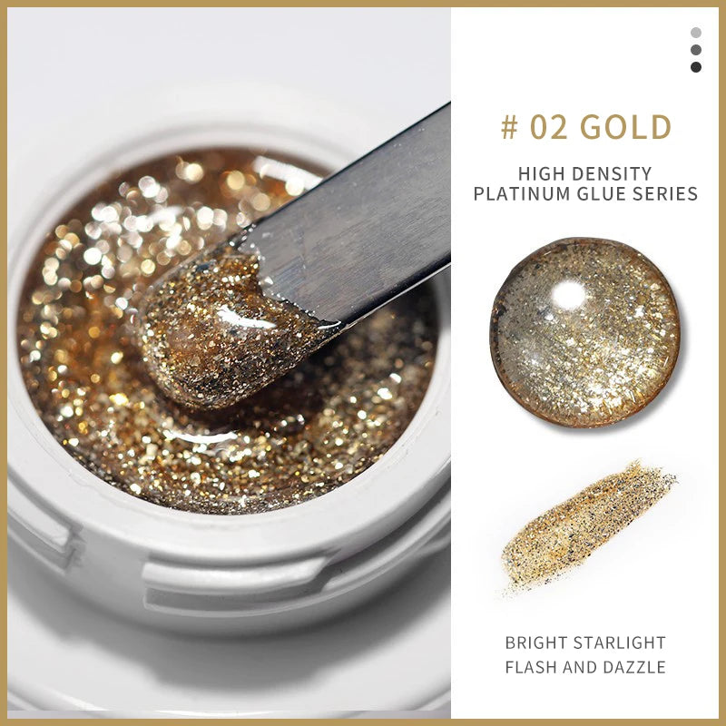 Metallic Gold Mirror Effect Gel Nail Polish - French Art & Glitter UV Gel