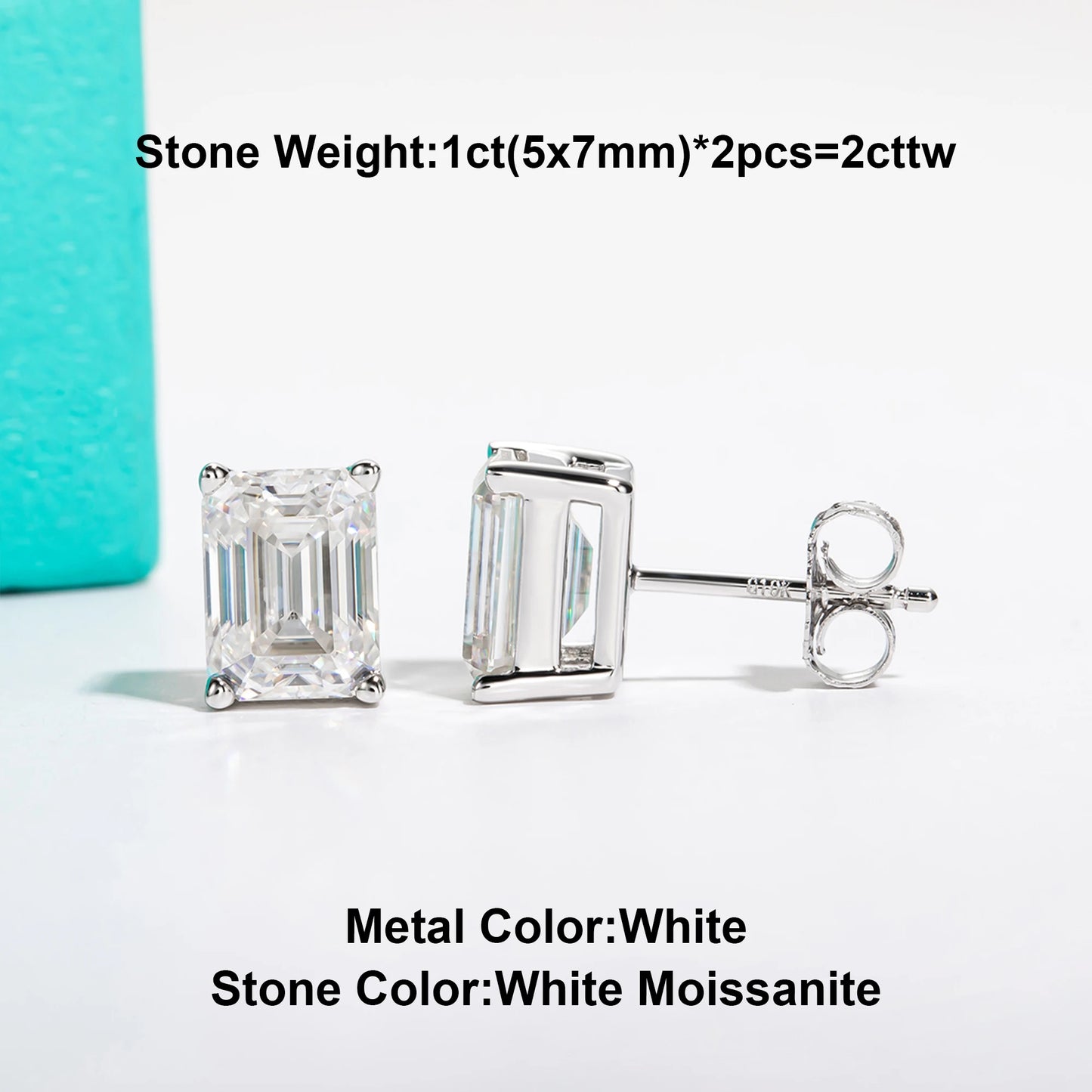 AnuJewel 10k Gold Emerald Moissanite Stud Earrings