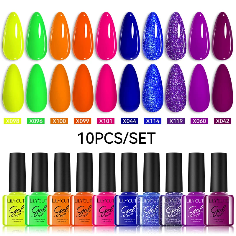 LILYCUTE 10PCS Gel Nail Polish Set, Brown Earth & Coffee Color Series, Semi-Permanent UV LED Soak Off Nail Gel