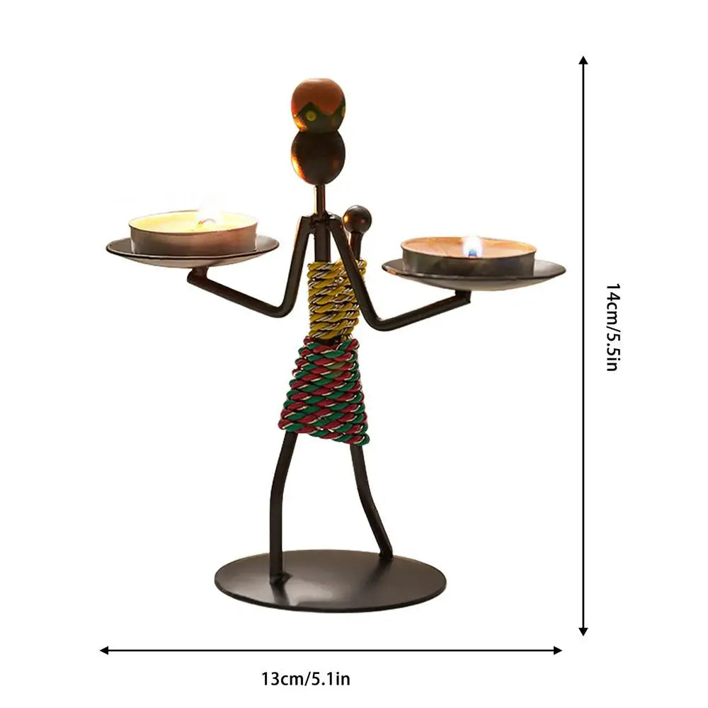 Creative Iron African Metal Candle Holder – Elegant Candlesticks for Weddings, Christmas, and Home Decor