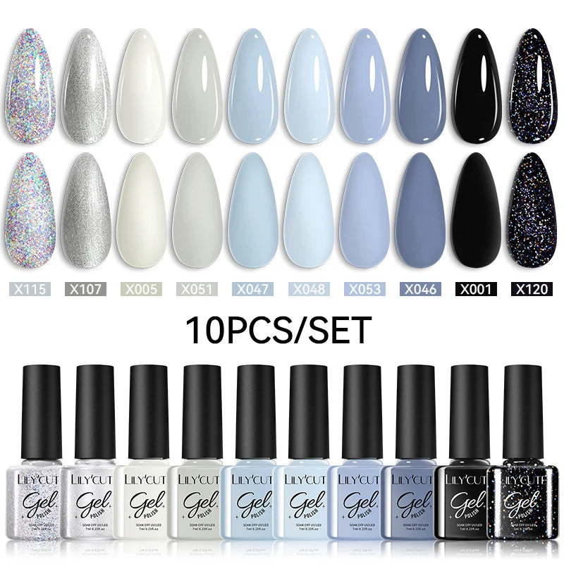 LILYCUTE 10PCS Gel Nail Polish Set, Brown Earth & Coffee Color Series, Semi-Permanent UV LED Soak Off Nail Gel