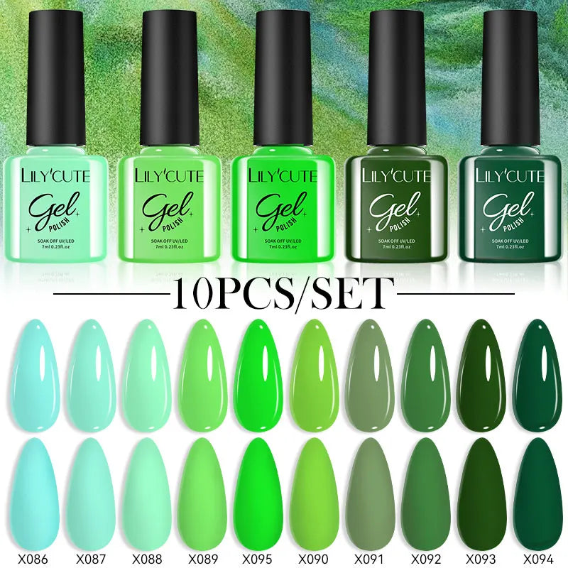 LILYCUTE 10PCS Gel Nail Polish Set, Brown Earth & Coffee Color Series, Semi-Permanent UV LED Soak Off Nail Gel