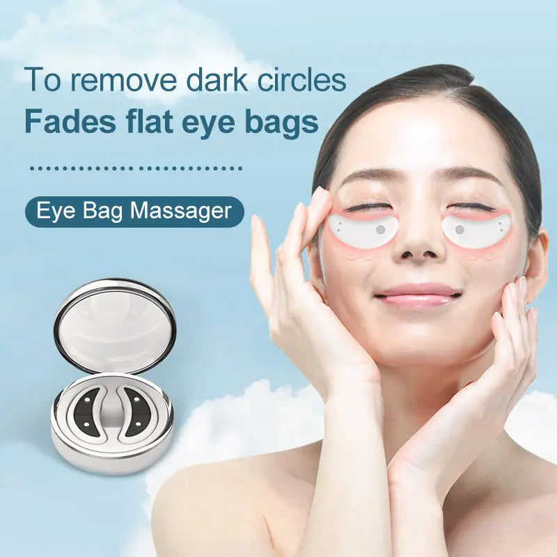 LED Red Light Eye Care Therapy EMS Massager with Gel Patch for Under Eye Wrinkle Treatment