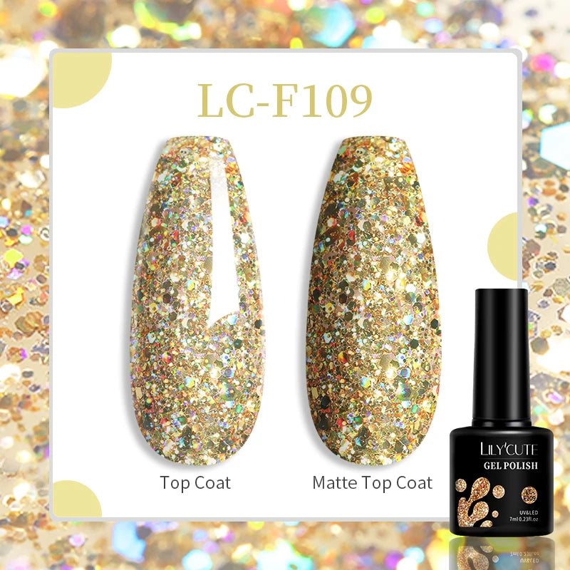 LILYCUTE 129 Colors 7ML Nail Gel Polish Set Soak Off UV LED Semi-Permanent Nail Art Varnishes
