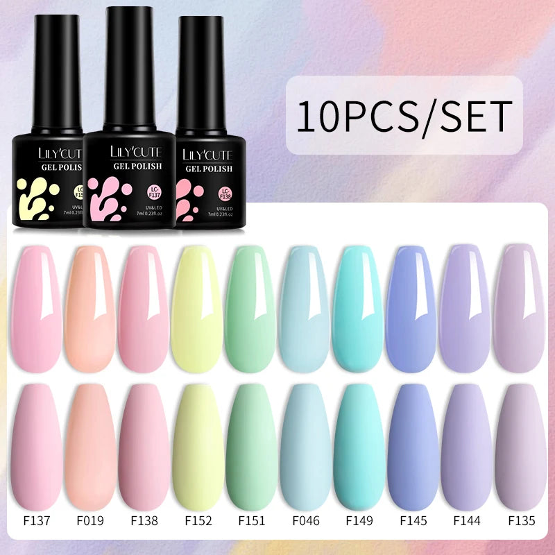 LILYCUTE 10PCS Gel Nail Polish Set, Brown Earth & Coffee Color Series, Semi-Permanent UV LED Soak Off Nail Gel