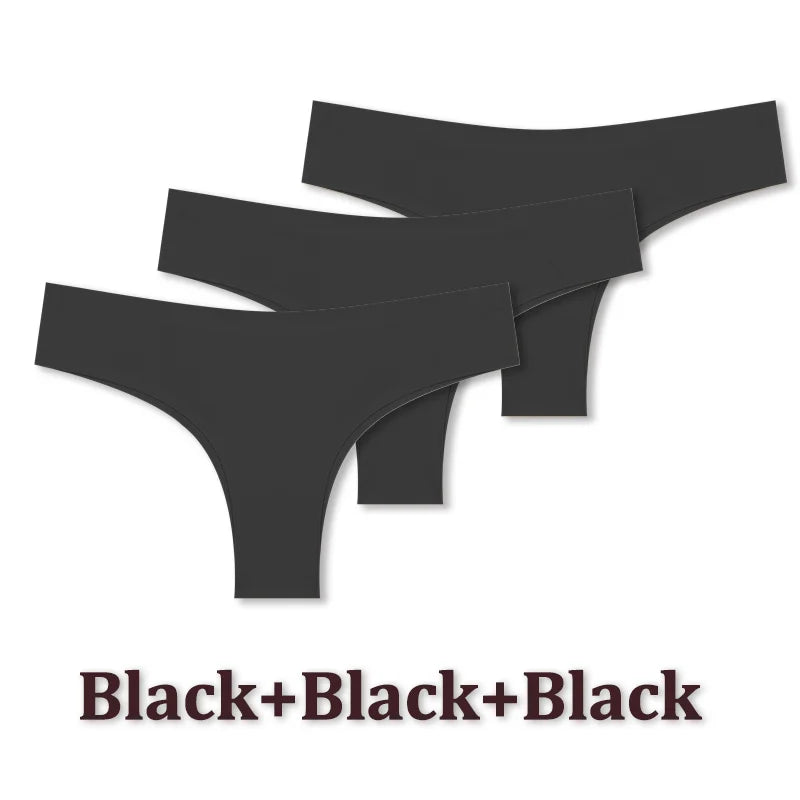 3PCS Seamless Maillard Brazilian Panties – Ultra-Thin Ice Silk G-String for Women