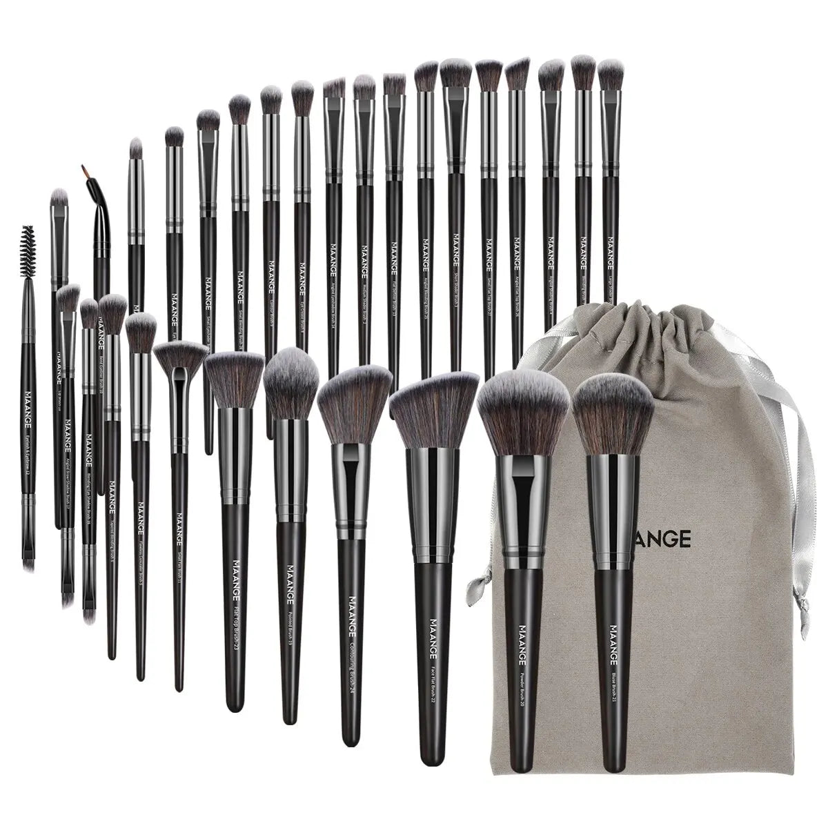 MAANGE 30-Piece Professional Makeup Brush Set – Foundation, Concealer, Eyeshadow, Powder, Blush & Blending Brushes with Travel Bag