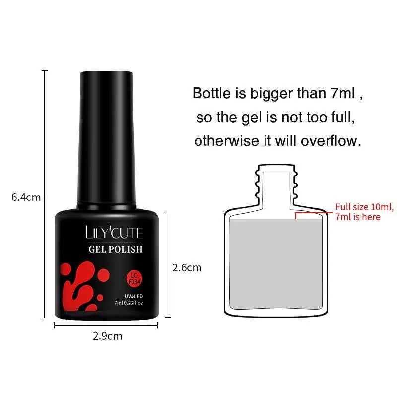 LILYCUTE 129 Colors 7ML Nail Gel Polish Set Soak Off UV LED Semi-Permanent Nail Art Varnishes
