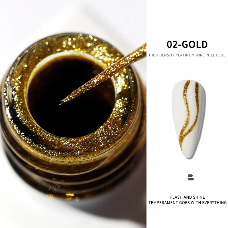 Metallic Gold Mirror Effect Gel Nail Polish - French Art & Glitter UV Gel