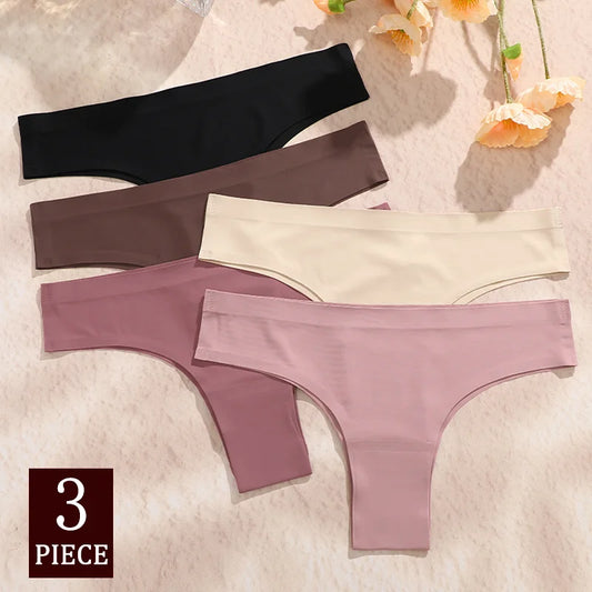 3PCS Seamless Maillard Brazilian Panties – Ultra-Thin Ice Silk G-String for Women
