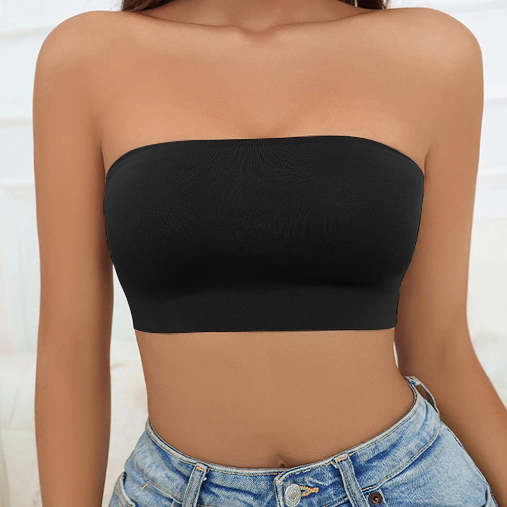 Sexy Seamless Strapless Tube Bra – Ultra-Thin Silicone, Non-Slip, Half Cup Lingerie for Off-Shoulder Dresses