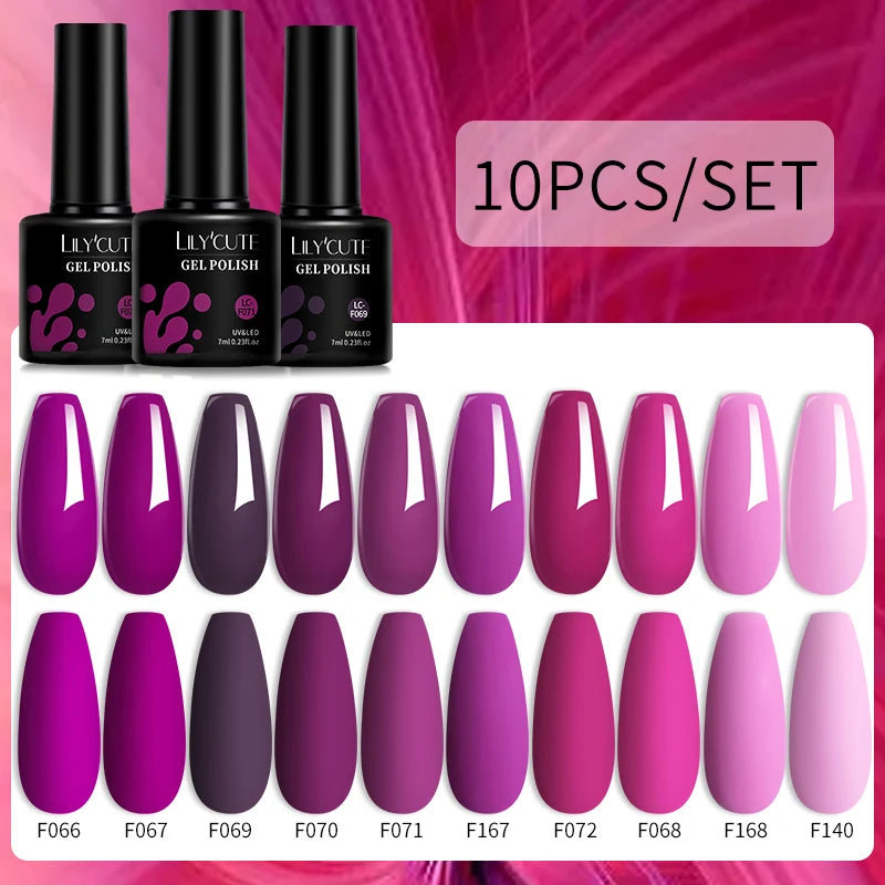 LILYCUTE 10PCS Gel Nail Polish Set, Brown Earth & Coffee Color Series, Semi-Permanent UV LED Soak Off Nail Gel