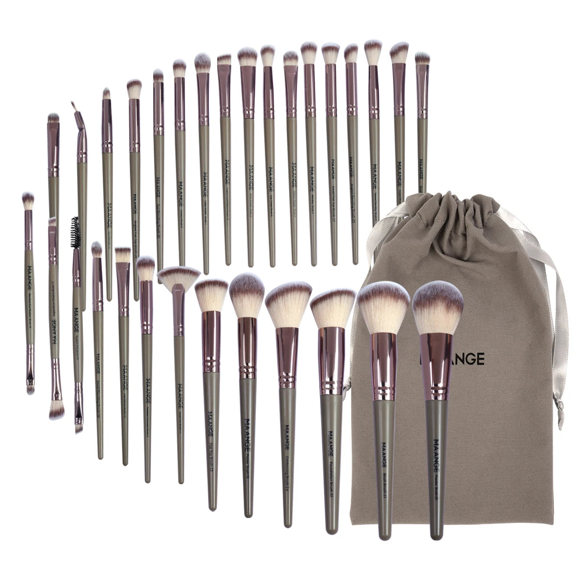 MAANGE 30-Piece Professional Makeup Brush Set – Foundation, Concealer, Eyeshadow, Powder, Blush & Blending Brushes with Travel Bag