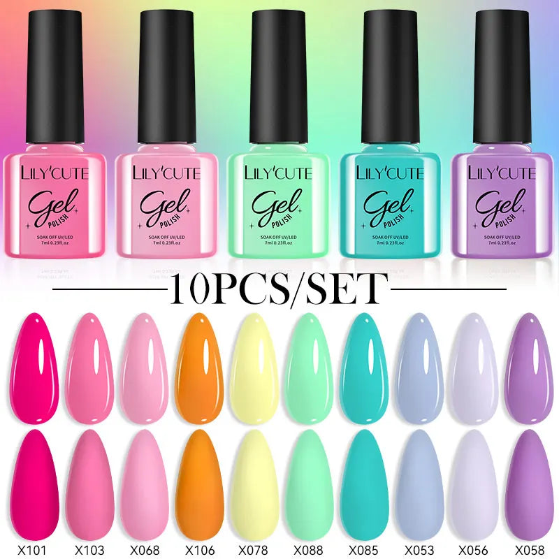 LILYCUTE 10PCS Gel Nail Polish Set, Brown Earth & Coffee Color Series, Semi-Permanent UV LED Soak Off Nail Gel