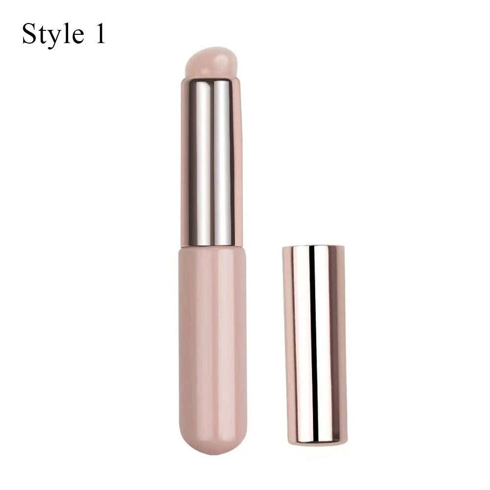 Upgraded Silicone Lip Brush with Cover – Angled Concealer Brush, Soft & Flexible for Precise Lipstick Application, Round Head, No Breakage