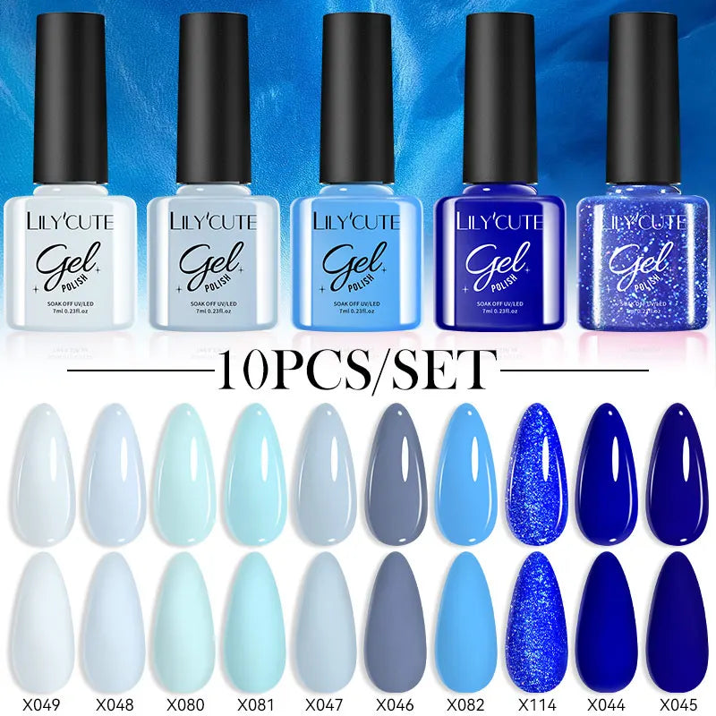 LILYCUTE 10PCS Gel Nail Polish Set, Brown Earth & Coffee Color Series, Semi-Permanent UV LED Soak Off Nail Gel