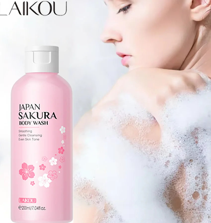 LAIKOU Sakura Shower Gel – Long-Lasting Moisturizing, Smooth Foam, & Gentle Fragrance for Body Cleansing (200ml)