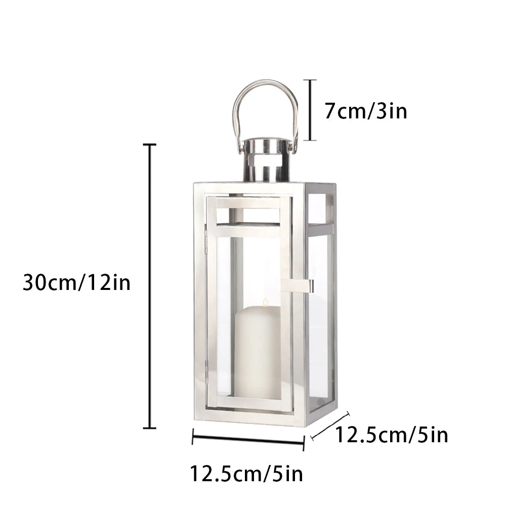 Stainless Steel Rose Gold Candle Holder Lantern