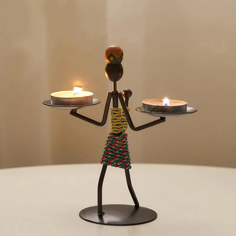 Creative Iron African Metal Candle Holder – Elegant Candlesticks for Weddings, Christmas, and Home Decor