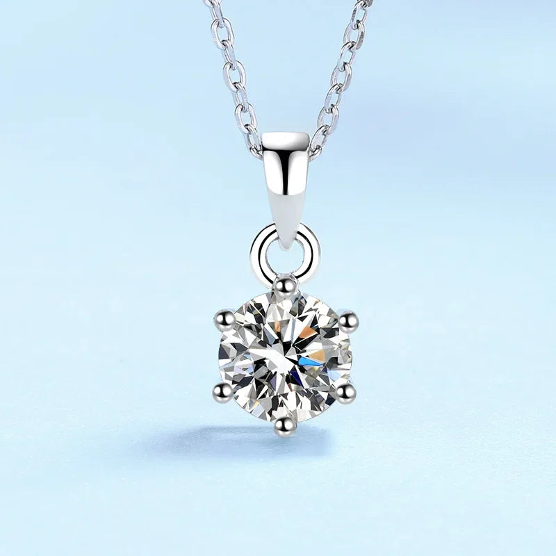 GRA Certified Moissanite Diamond Pendant Necklace – PT950 Platinum Long Chain