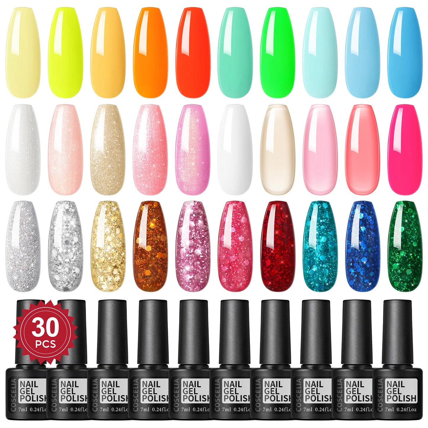 COSCELIA 30/40/80 Colors Gel Nail Polish Set Nail Art Gel Cured U V LED Lamp Manicure Kit Nail Supplies for Nails Beginner