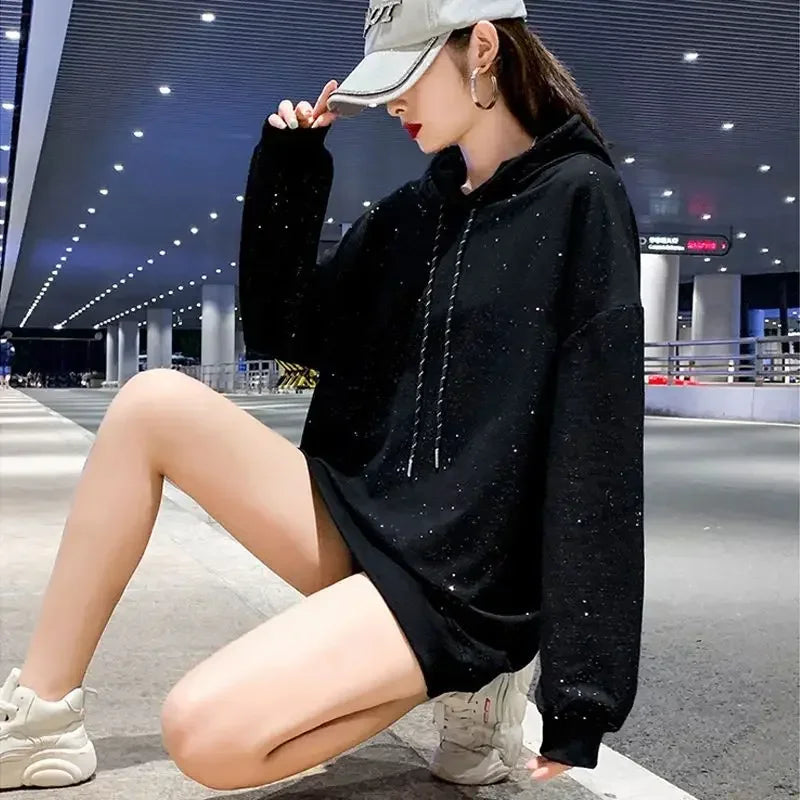 Rhinestone Sequin Oversized Hoodie
