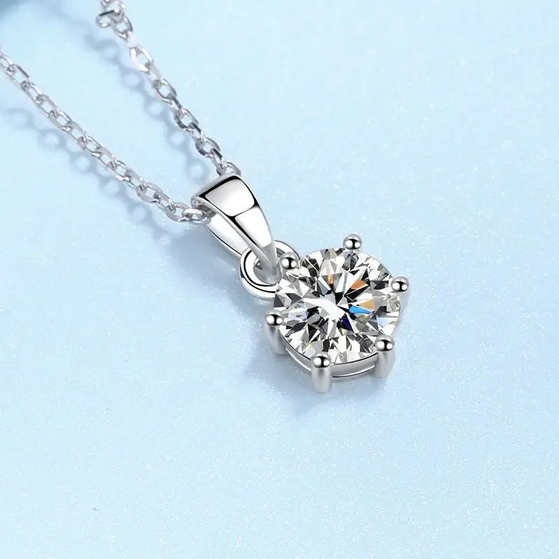GRA Certified Moissanite Diamond Pendant Necklace – PT950 Platinum Long Chain