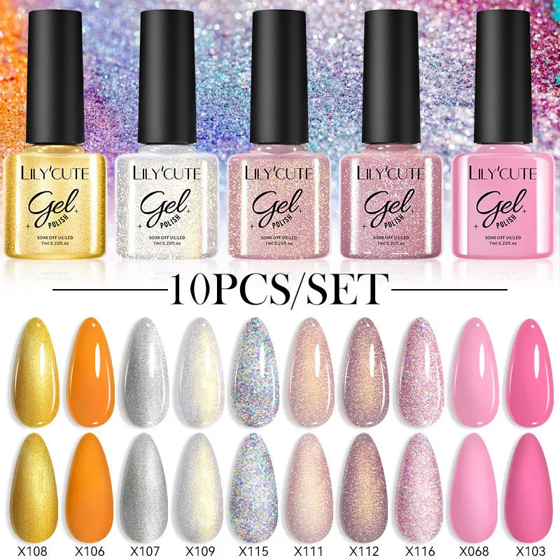 LILYCUTE 10PCS Gel Nail Polish Set, Brown Earth & Coffee Color Series, Semi-Permanent UV LED Soak Off Nail Gel