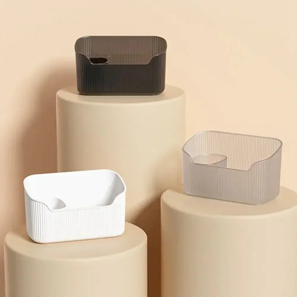 Transparent Desktop Organizer – Cotton Swab Container & Makeup Brush Holder for Bathroom & Cosmetics