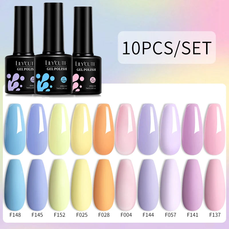 LILYCUTE 10PCS Gel Nail Polish Set, Brown Earth & Coffee Color Series, Semi-Permanent UV LED Soak Off Nail Gel